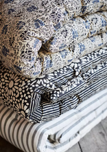 Load image into Gallery viewer, Madam Stoltz Double Sided Printed Cotton Mattress Black and White Stripe and Floral