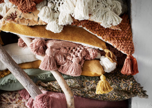 Load image into Gallery viewer, Madam Stoltz Printed Cushion with Fringes (Was $86, now  $43)