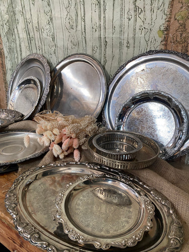 Vintage Silver Platters and Plates