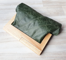 Load image into Gallery viewer, Australian made timber and leather clutches