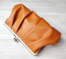 Load image into Gallery viewer, Australian made pleated leather clutch