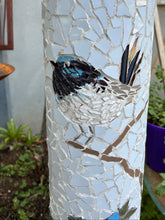 Load image into Gallery viewer, Mosaic artwork of a bird on a curved surface with plants in the background