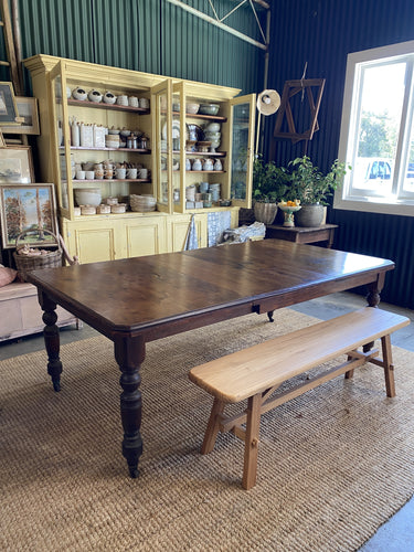 Large Extendable Antique Dining Table on Castors