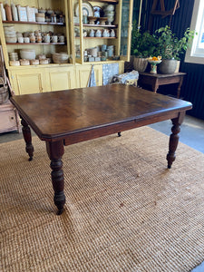 Large Extendable Antique Dining Table on Castors