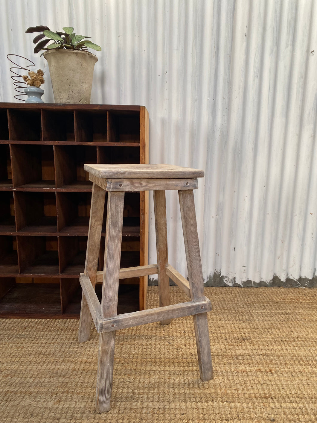 Rustic Shed Stool in Weathered Tones