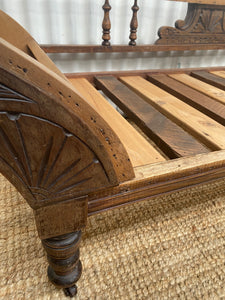 Rustic Timber Day Bed with Pretty Carved Details