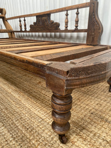 Rustic Timber Day Bed with Pretty Carved Details