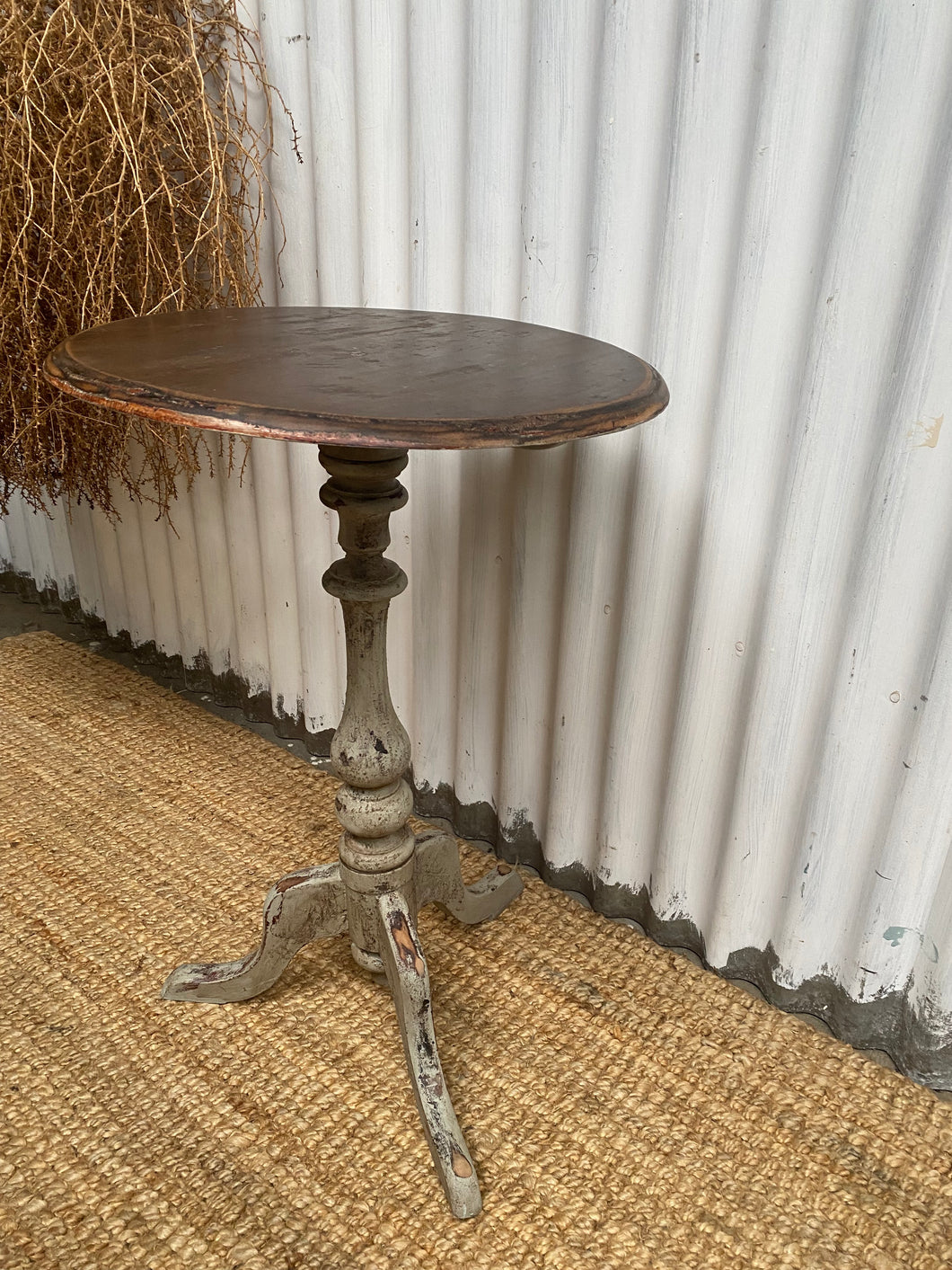 Rustic Salvaged Pedestal Side Table