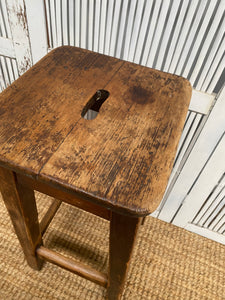 Solid Vintage Timber Stool with Buttery Smooth Patina