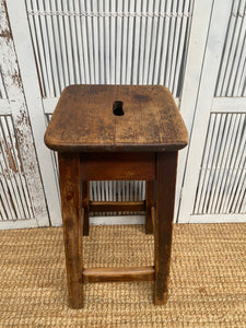 Solid Vintage Timber Stool with Buttery Smooth Patina