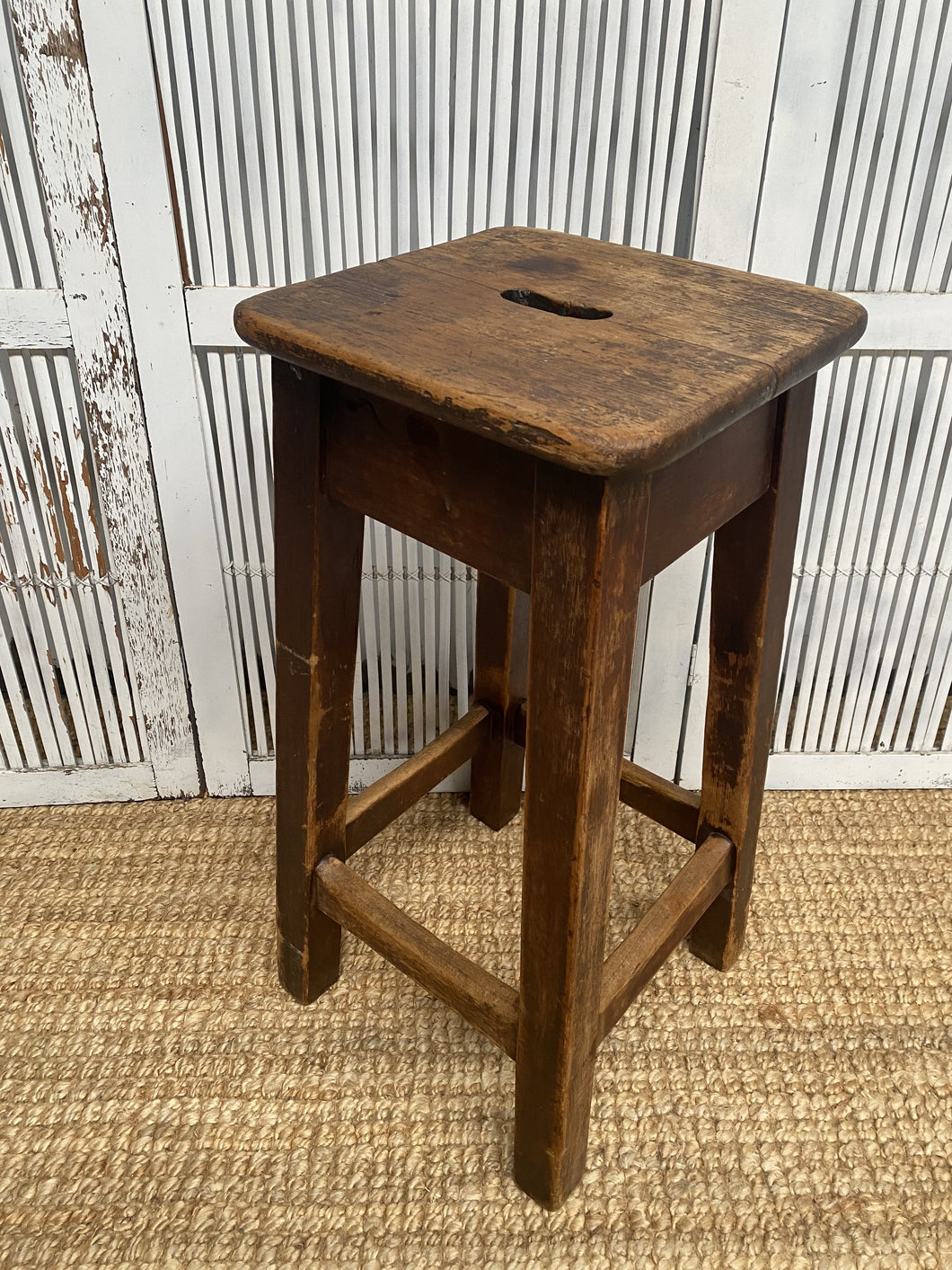 Solid Vintage Timber Stool with Buttery Smooth Patina