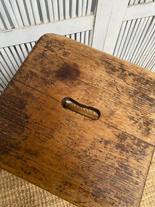 Solid Vintage Timber Stool with Buttery Smooth Patina