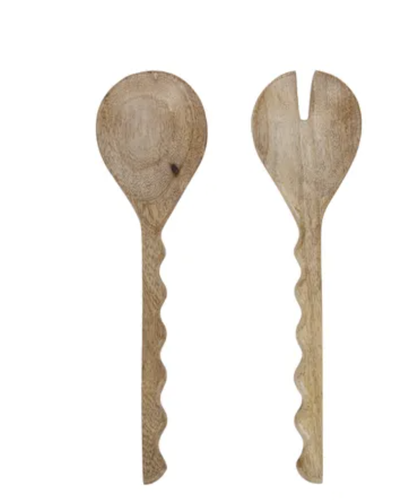 Turin Natural Wood Salad Servers