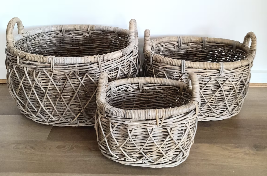 Rattan Oval Diamond Basket (3 sizes)