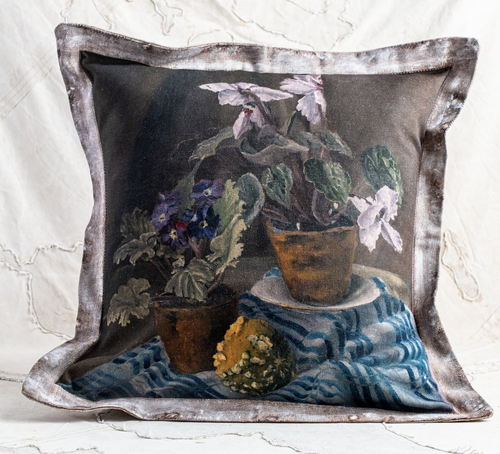 Heavy Linen Cushion -Violets