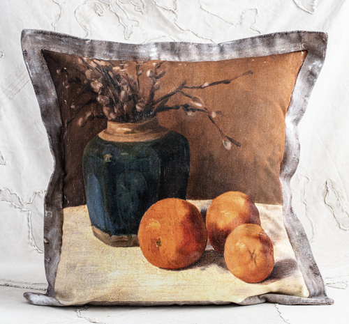 Heavy Linen Cushion -Oranges