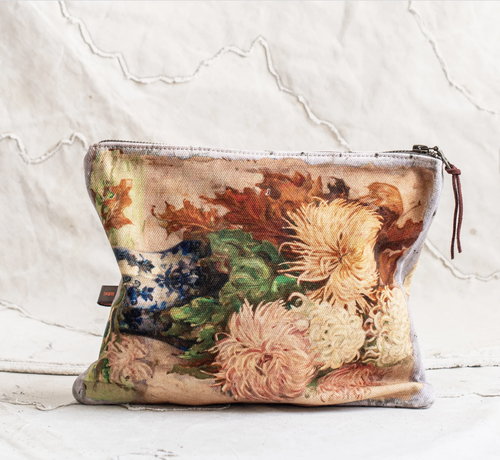 Chrysanthemum Canvas Painting Zip Clutch - Swarm