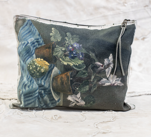 Violets Canvas Painting Zip Clutch - Swarm