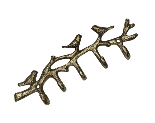 Metal Bird and Twig 5 Hooks