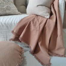 Load image into Gallery viewer, Heavy Weight Terracotta French Linen Fringed Bedcover 140x220cm