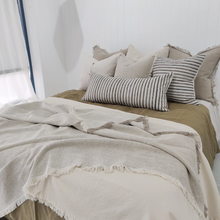 Load image into Gallery viewer, Heavy Weight Oatmeal French Linen Fringed Bedcover 145x220cm