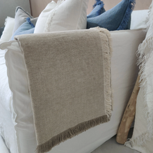 Load image into Gallery viewer, Heavy Weight Oatmeal French Linen Fringed Bedcover 145x220cm