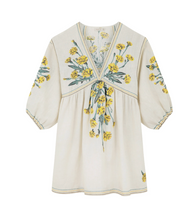 Load image into Gallery viewer, Daphné Embroidered Linen Smock Dress