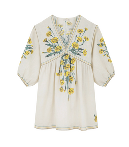 Daphné Embroidered Linen Smock Dress