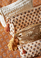 Load image into Gallery viewer, Madam Stoltz Printed Cotton Washbag with Tassel Cinnamon