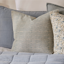Load image into Gallery viewer, Neera Blue Scallop Block Print Cushion