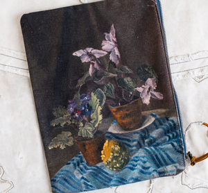 Violets Canvas Painting Zip Clutch - Swarm