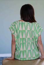 Load image into Gallery viewer, Eleanor Top in Green Geo Print