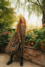 Load image into Gallery viewer, Sartene French Linen Dress in Blue Tweed Check