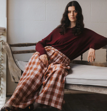 Load image into Gallery viewer, French Linen Culottes in Clay Check