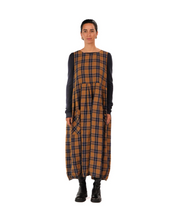 Load image into Gallery viewer, Sartene French Linen Dress in Blue Tweed Check