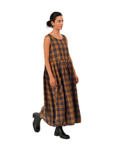 Load image into Gallery viewer, Sartene French Linen Dress in Blue Tweed Check