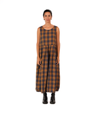 Load image into Gallery viewer, Sartene French Linen Dress in Blue Tweed Check