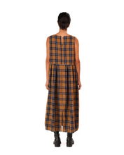 Load image into Gallery viewer, Sartene French Linen Dress in Blue Tweed Check