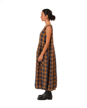 Load image into Gallery viewer, Sartene French Linen Dress in Blue Tweed Check
