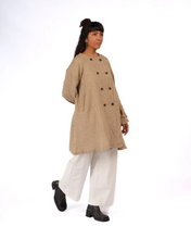 Load image into Gallery viewer, Berg Linen Collarless Peacoat in Brown Check