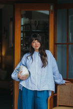 Load image into Gallery viewer, Mila Fine Blue Stripe Linen Top