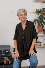 Load image into Gallery viewer, Loose Linen Shirt Dress with Half Collar