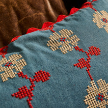 Load image into Gallery viewer, Sage x Clare Anneliese Reversible Denim Cushion - Poppy