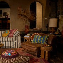 Load image into Gallery viewer, Sage x Clare Anneliese Reversible Denim Cushion - Peridot