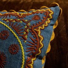 Load image into Gallery viewer, Sage x Clare Anneliese Reversible Denim Cushion - Peridot
