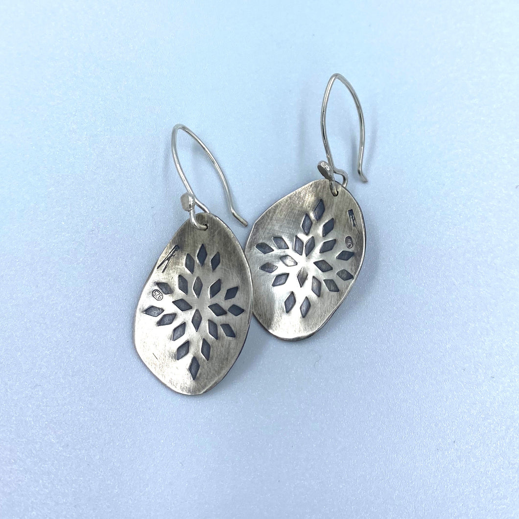 Red Peg recycled silver hand beaten earrings - Small #2