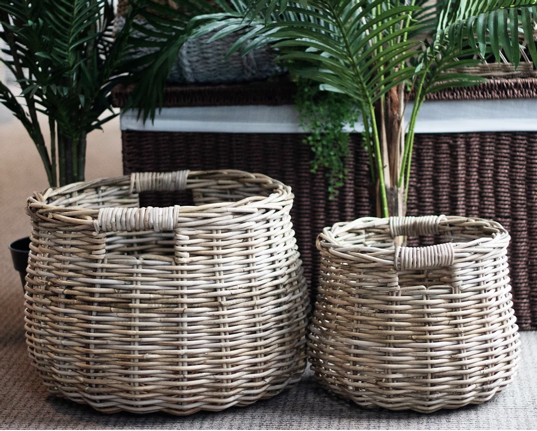 French Rattan Belly Basket