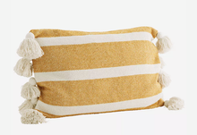 Load image into Gallery viewer, Madam Stoltz Striped Cushion with Tassels (Was $80, now $60)