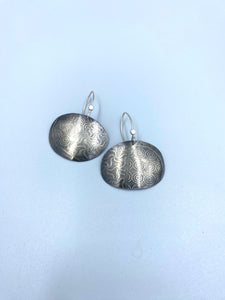 Red Peg recycled silver hand beaten earrings - Large #3