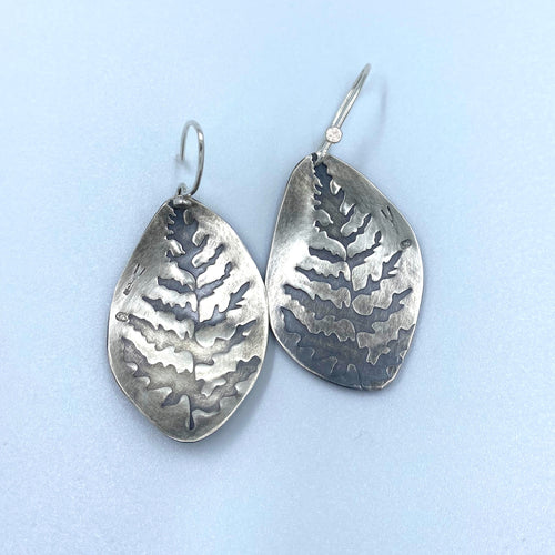 Red Peg recycled silver hand beaten earrings - Large #7